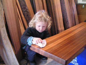 Cedar staining table top