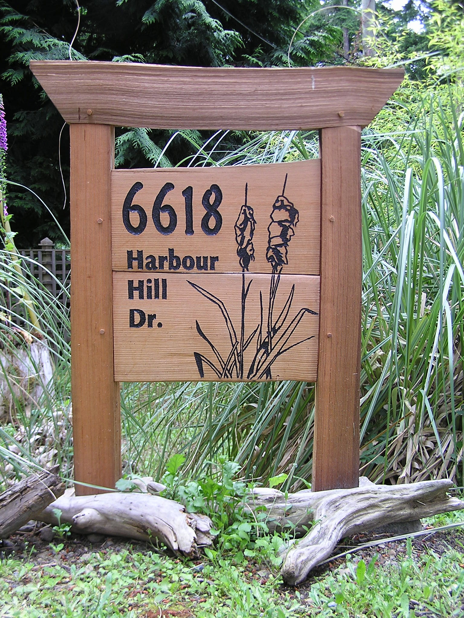 Address Sign   rustic Woodwork Sustainable Cattail signs Cedar  address