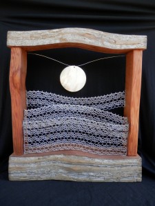 Waves- Cedar and metal lace sculpture