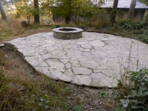 stone patio and fire pit